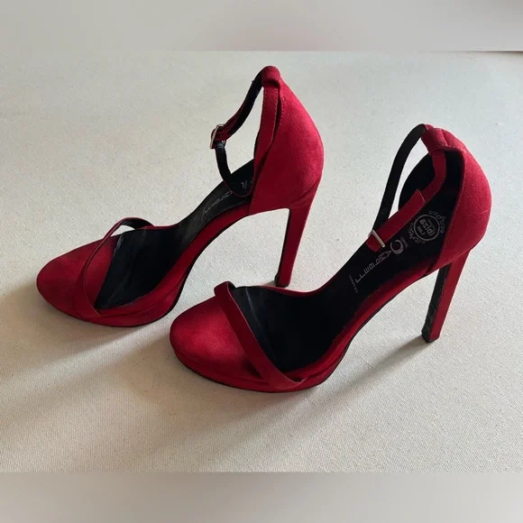 Jeffrey Campbell Red Stiletto Heels Ankle Strap - Picture 11 of 11